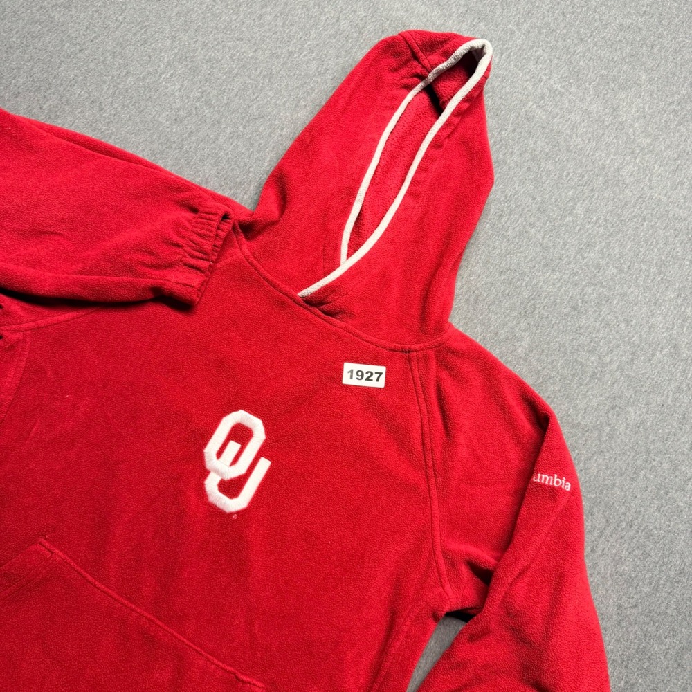 Columbia Oklahoma Sooners Fleece Hoodie Youth Large Red Pullover OU Logo